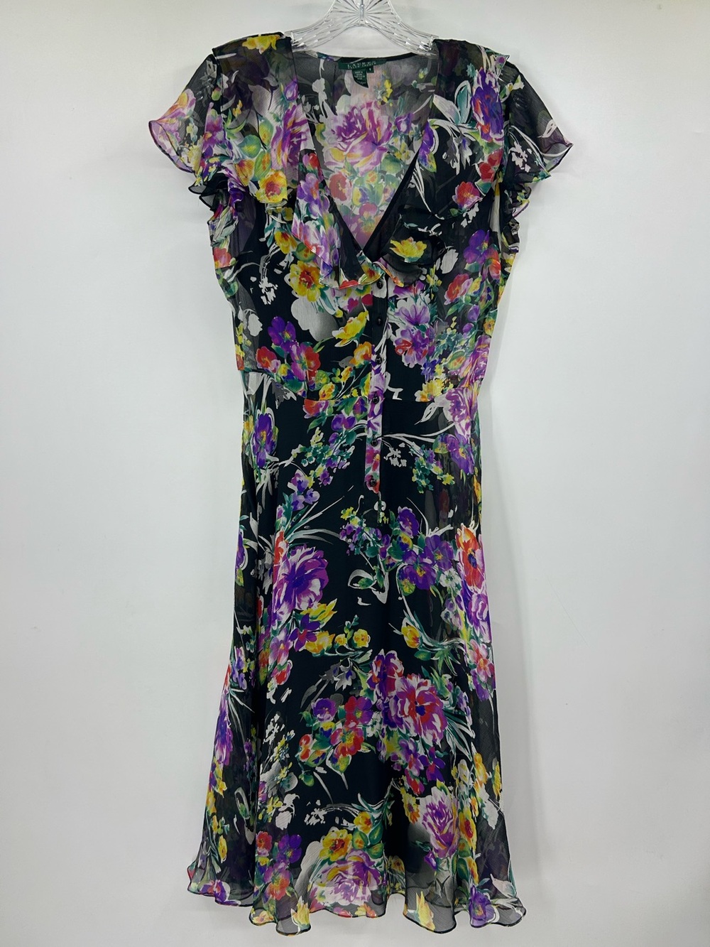 Lauren Ralph Lauren Women’s 100% Silk Floral Knee Length Dress Size 6